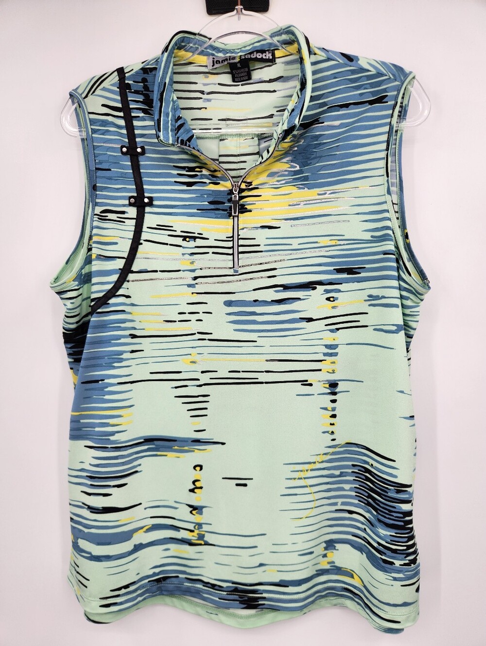 Jamie Sadock Sleeveless Quarter Zip Golf Tank Pullover Womens Size XL Abstract